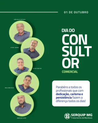🤝 Hoje é dia de reconhecer quem transforma oportunidades em relacionamentos e desafios em soluções.

Neste Dia do Consultor Comercial, nosso agradecimento a todos os nossos consultores que representam a Serquip MG com dedicação e compromisso, construindo parcerias e contribuindo todos os dias para um atendimento cada vez mais próximo e eficiente.

👏 Parabéns a todos os nossos consultores comerciais!

#SerquipMG #DiaDoConsultorComercial #ConsultorComercial #EquipeSerquip #Relacionamento #Atendimento #Parcerias #SoluçõesAmbientais